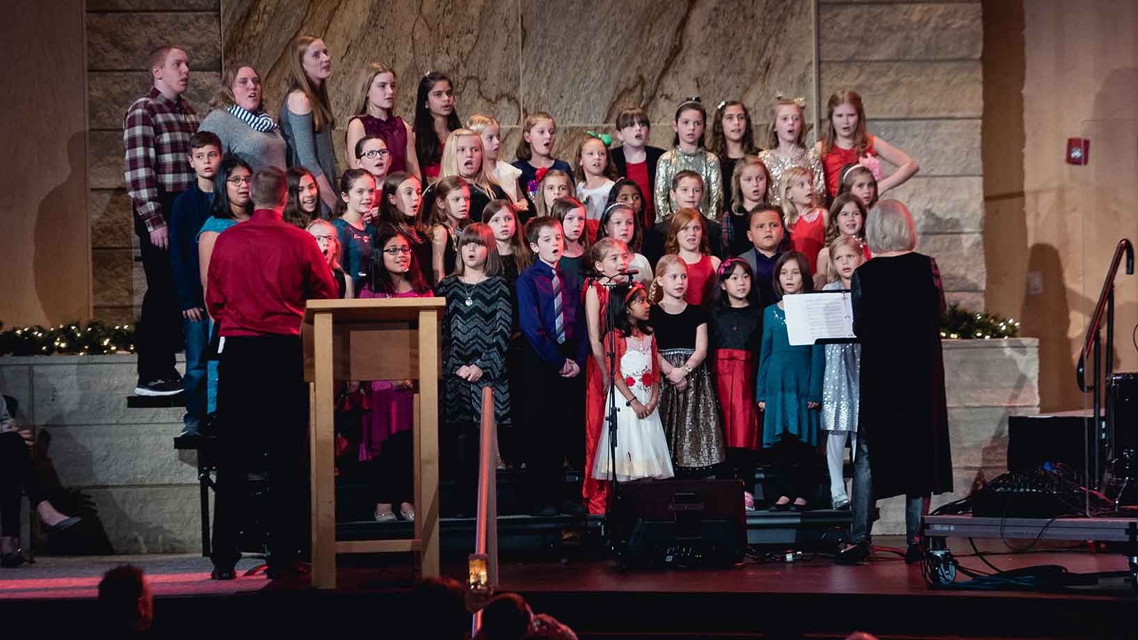 choir singing in the worship center